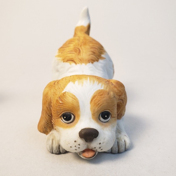 Vintage Homco Ceramic Dog Figurines Set, Spaniel Puppy Pair, Playful‎ Home Decor - Picture 2 of 12